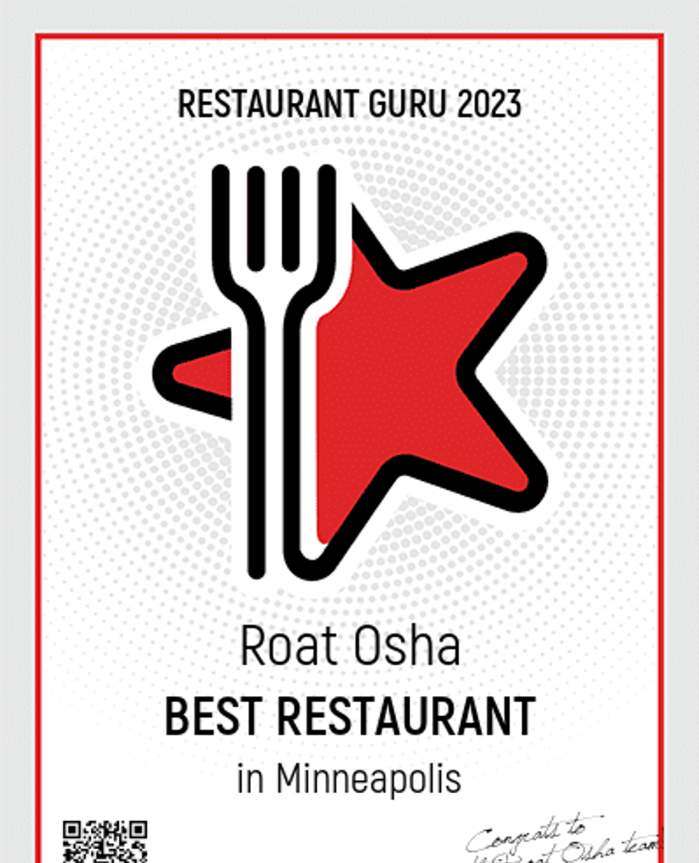 Best restaurant award
